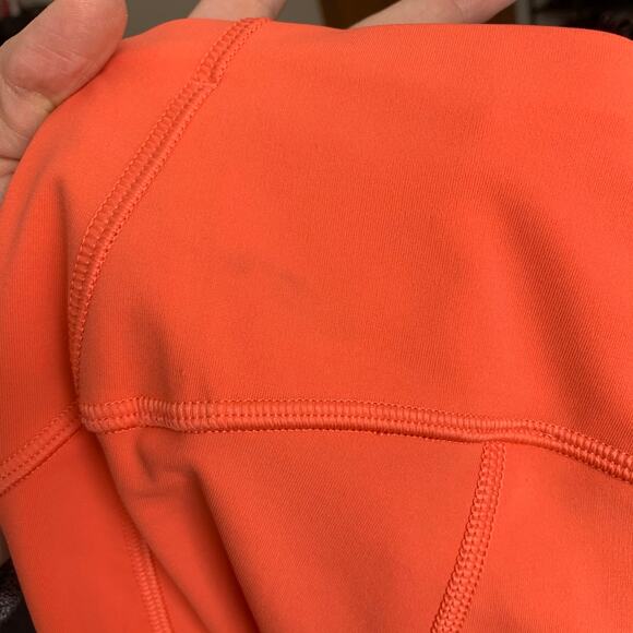 Lululemon Leggings Womens 2 Orange Cropped Capri Mesh Athletic Active Gym Run - Picture 10 of 10